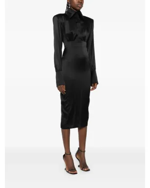 Vestiaire d'un Oiseau Libre パッドショルダーのシルクドレス - サムネイル3