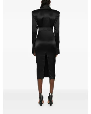 Vestiaire d'un Oiseau Libre パッドショルダーのシルクドレス - サムネイル4