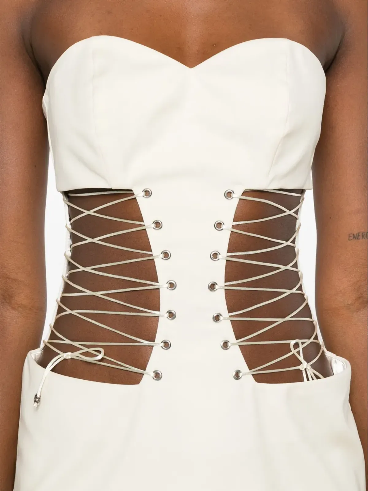 Vestiaire d'un Oiseau Libre レースアップコルセットミニドレス - 画像5