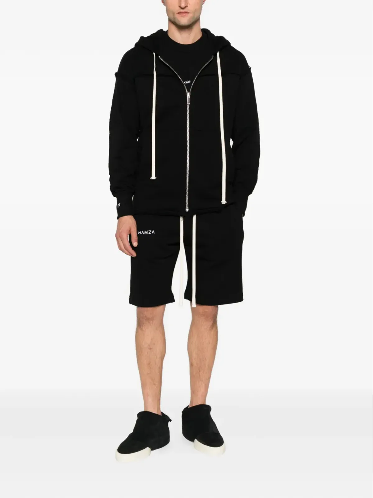 HAMZA フリンジヘムのジップアップフーディ - 画像2