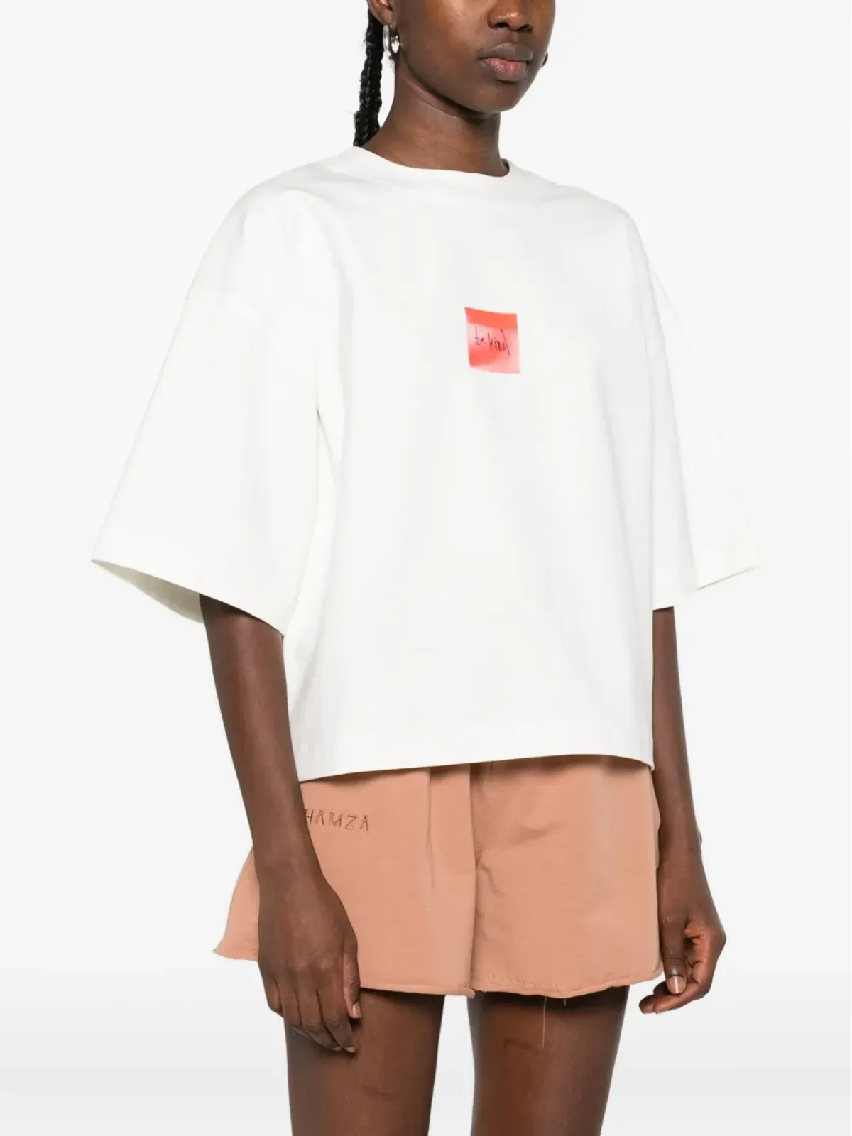 HAMZA ハートポスト プリントTシャツ ホワイト - 画像3