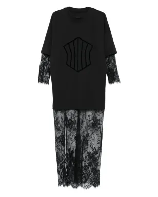 HAMZA Venice lace maxi dress - Black - サムネイル1