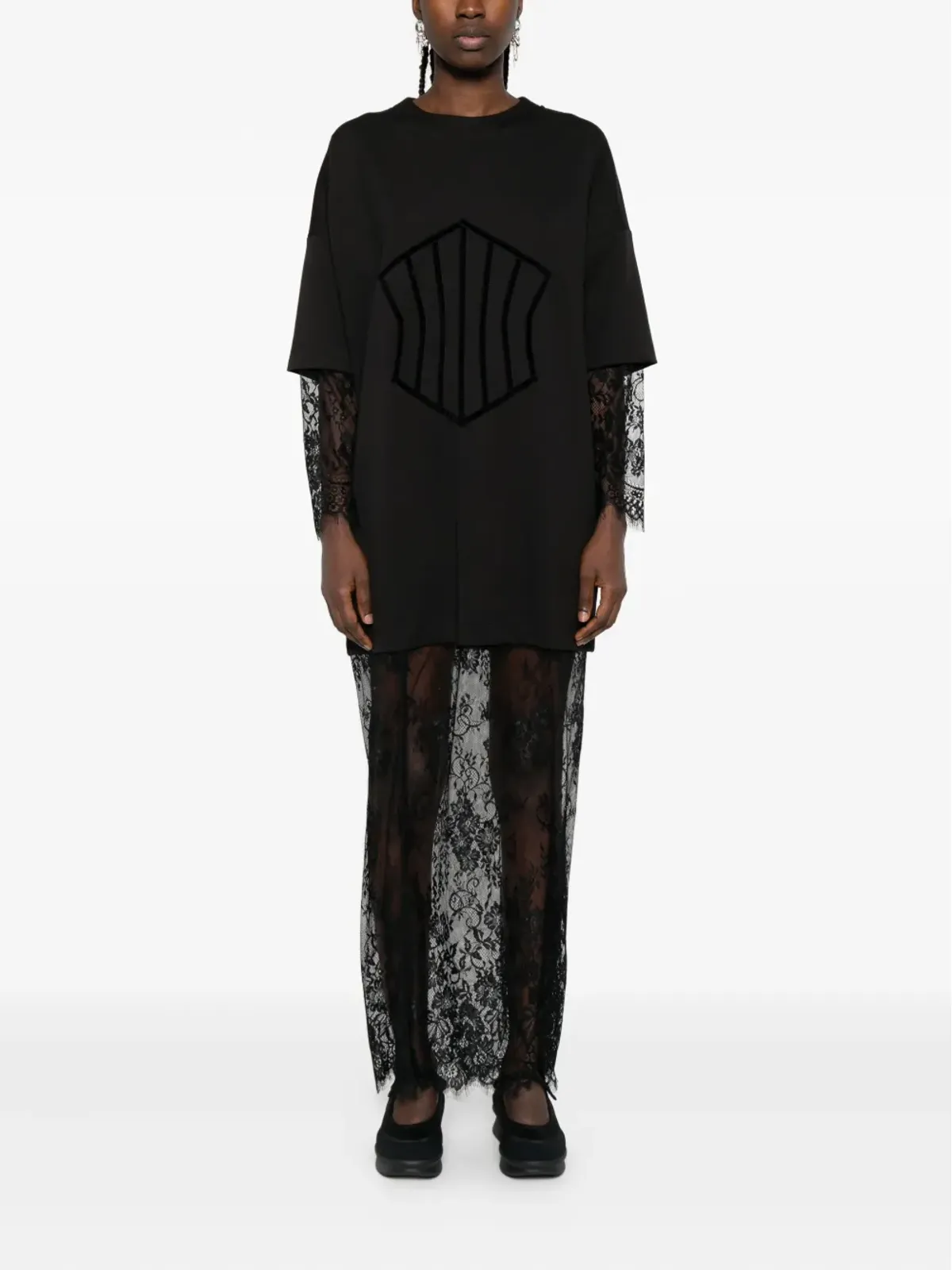 HAMZA Venice lace maxi dress - Black - 画像2