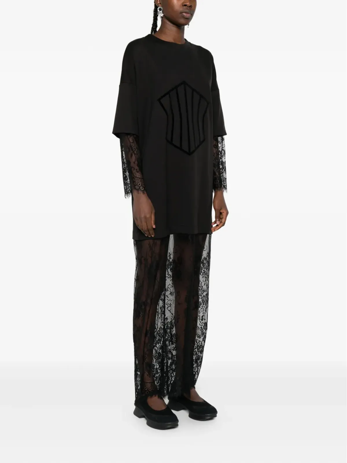 HAMZA Venice lace maxi dress - Black - 画像3
