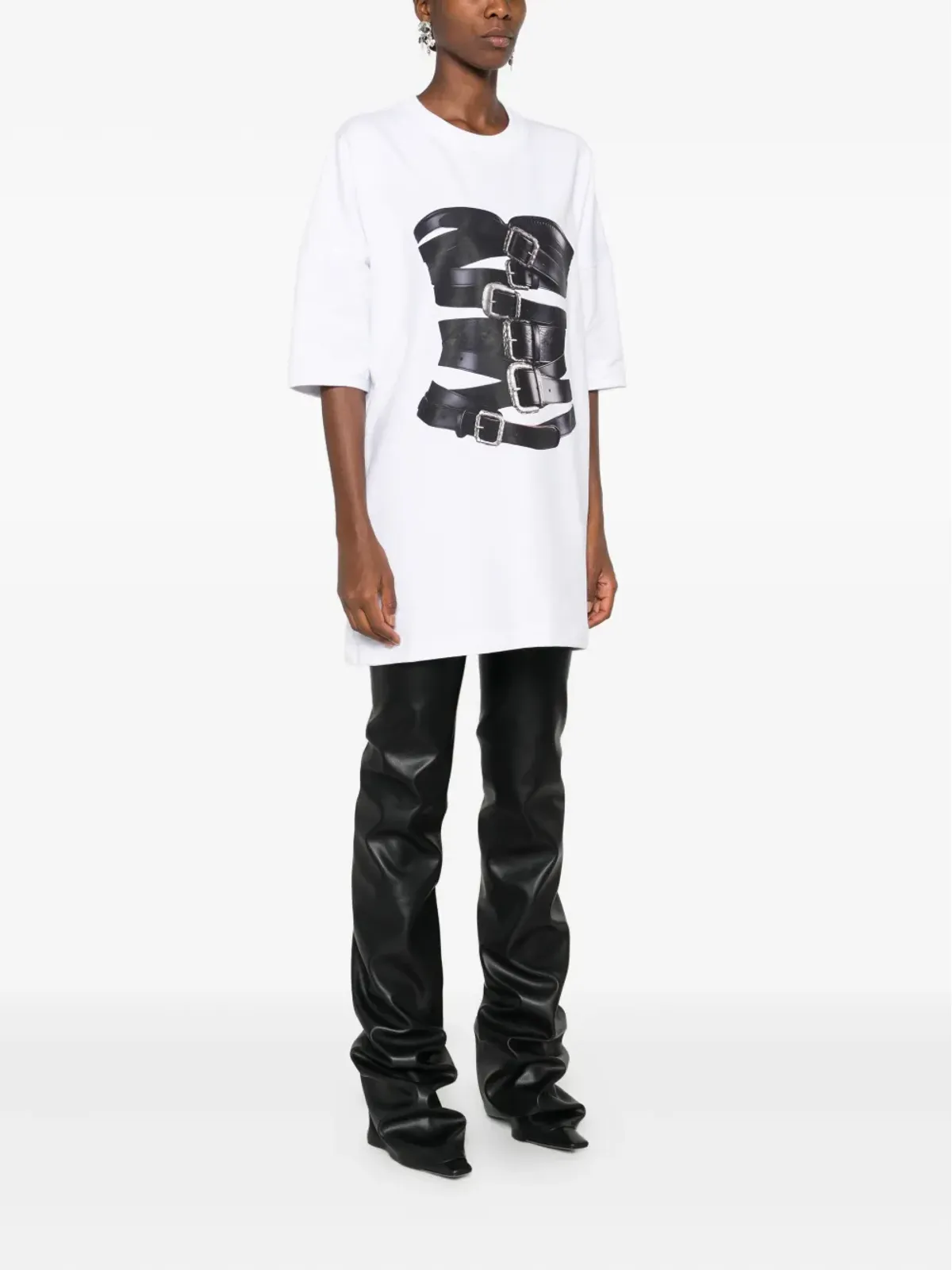 HAMZA コルセットバックルプリントTシャツ - 画像3