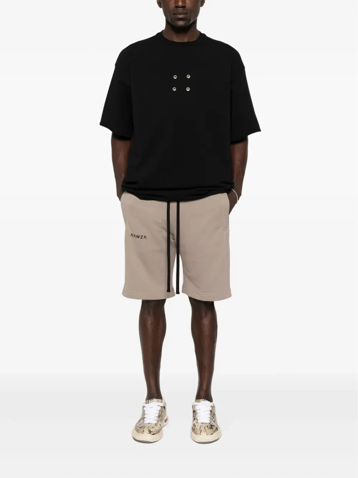 HAMZA オーバサイズII アイレットディテールTシャツ - 画像2