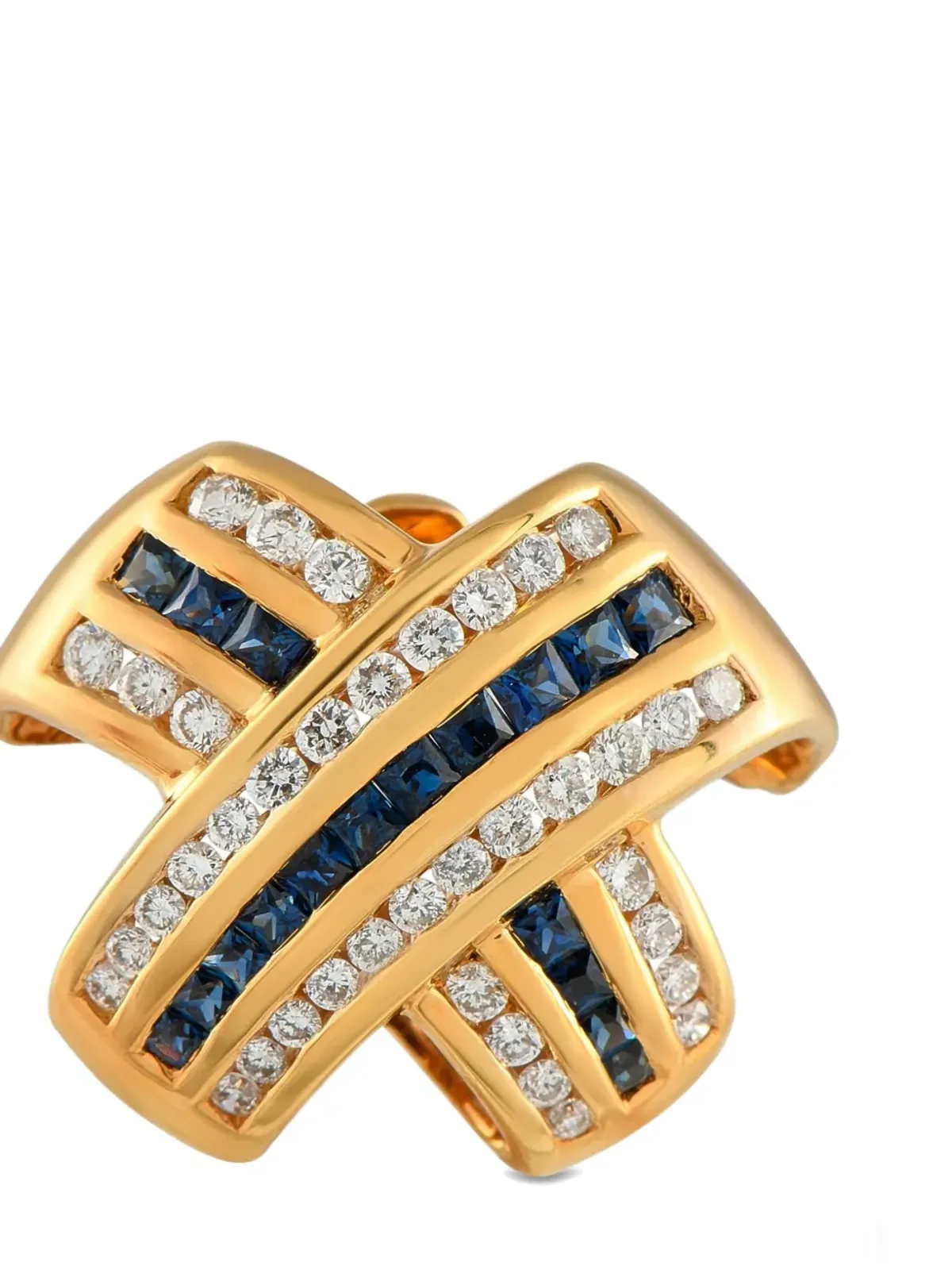 LB Exclusive 18K yellow gold crossover sapphire and diamond pendant - 画像3