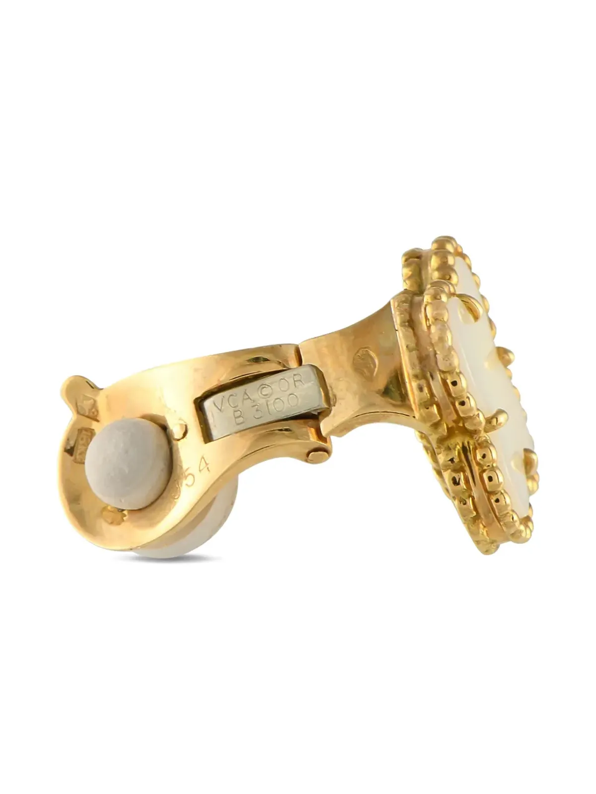 Van Cleef & Arpels ビンテージ 18K イエローゴールド アルハンブラ コーラル イヤリング - 画像2