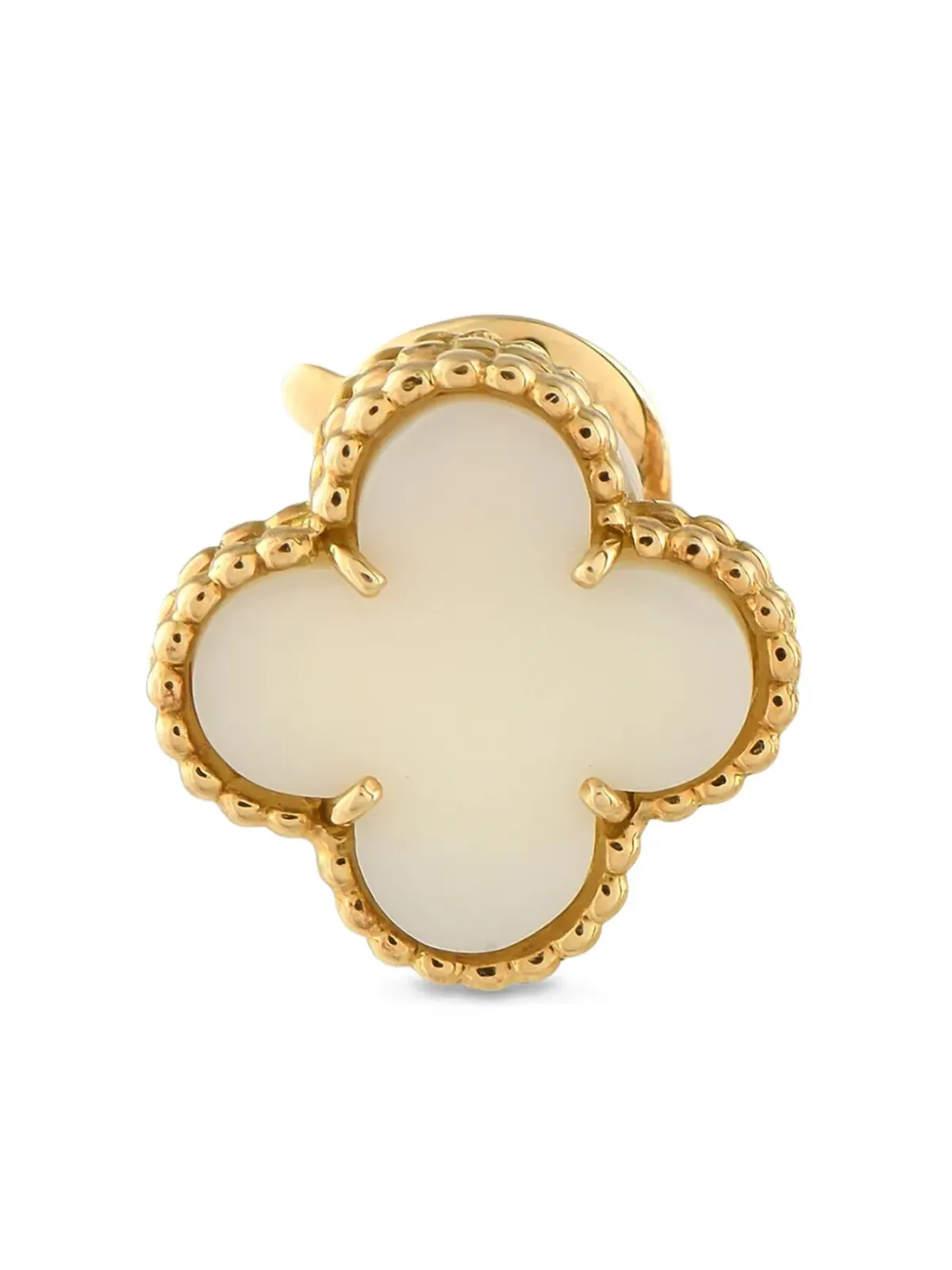 Van Cleef & Arpels ビンテージ 18K イエローゴールド アルハンブラ コーラル イヤリング - 画像4