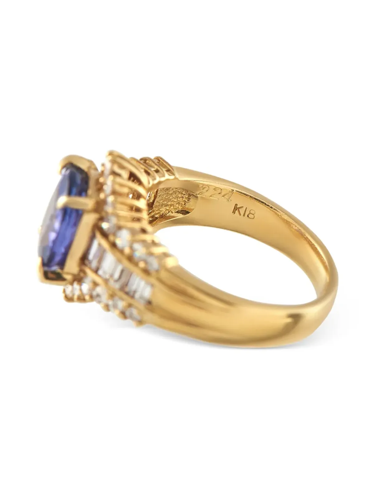 LB Exclusive 18K イエローゴールド タンザナイトとダイヤモンド リング - 画像2