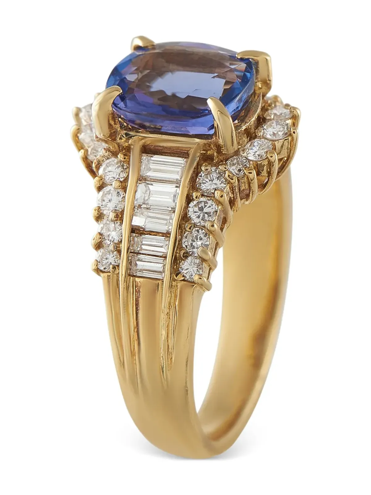 LB Exclusive 18K イエローゴールド タンザナイトとダイヤモンド リング - 画像3