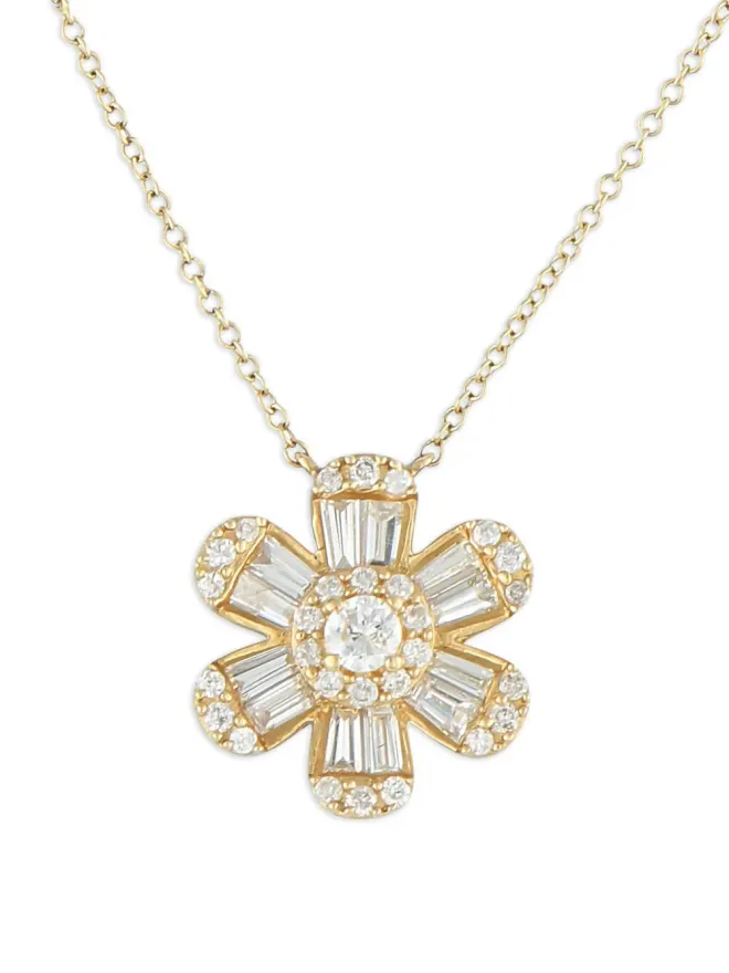 LB Exclusive LB Exclusive 14Kイエローゴールド ダイヤモンド フローラルペンダント ネックレスの商品画像