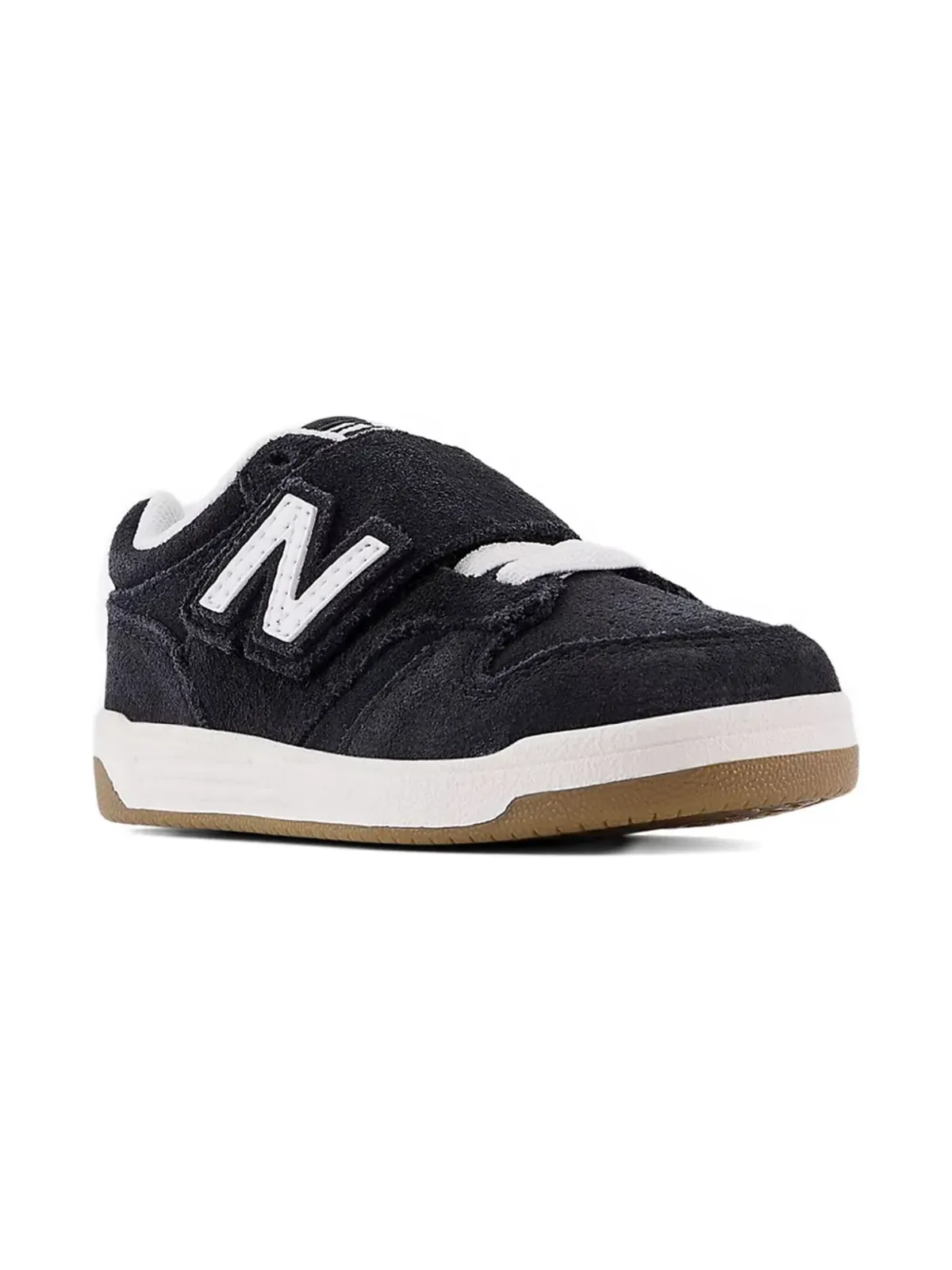 New Balance Kids 480 hook-loop strap-fastening leather sneakers - Black - 画像1