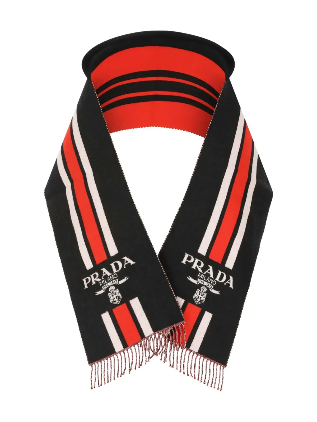 Prada ストライプ柄ロゴスカーフ - 画像1