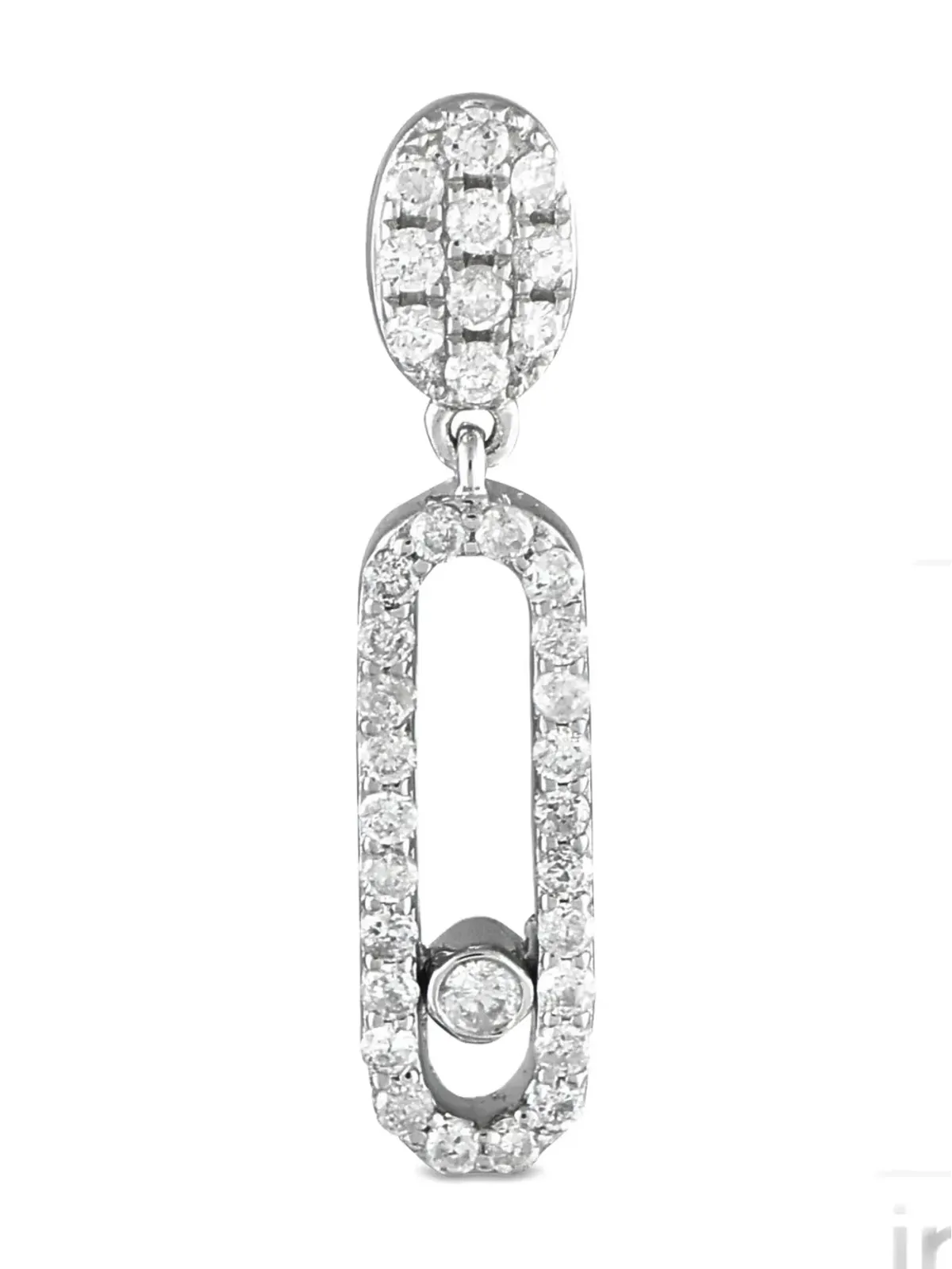 LB Exclusive 14Kホワイトゴールド ペーパークリップ ダイヤモンド ピアス - シルバー - 画像2