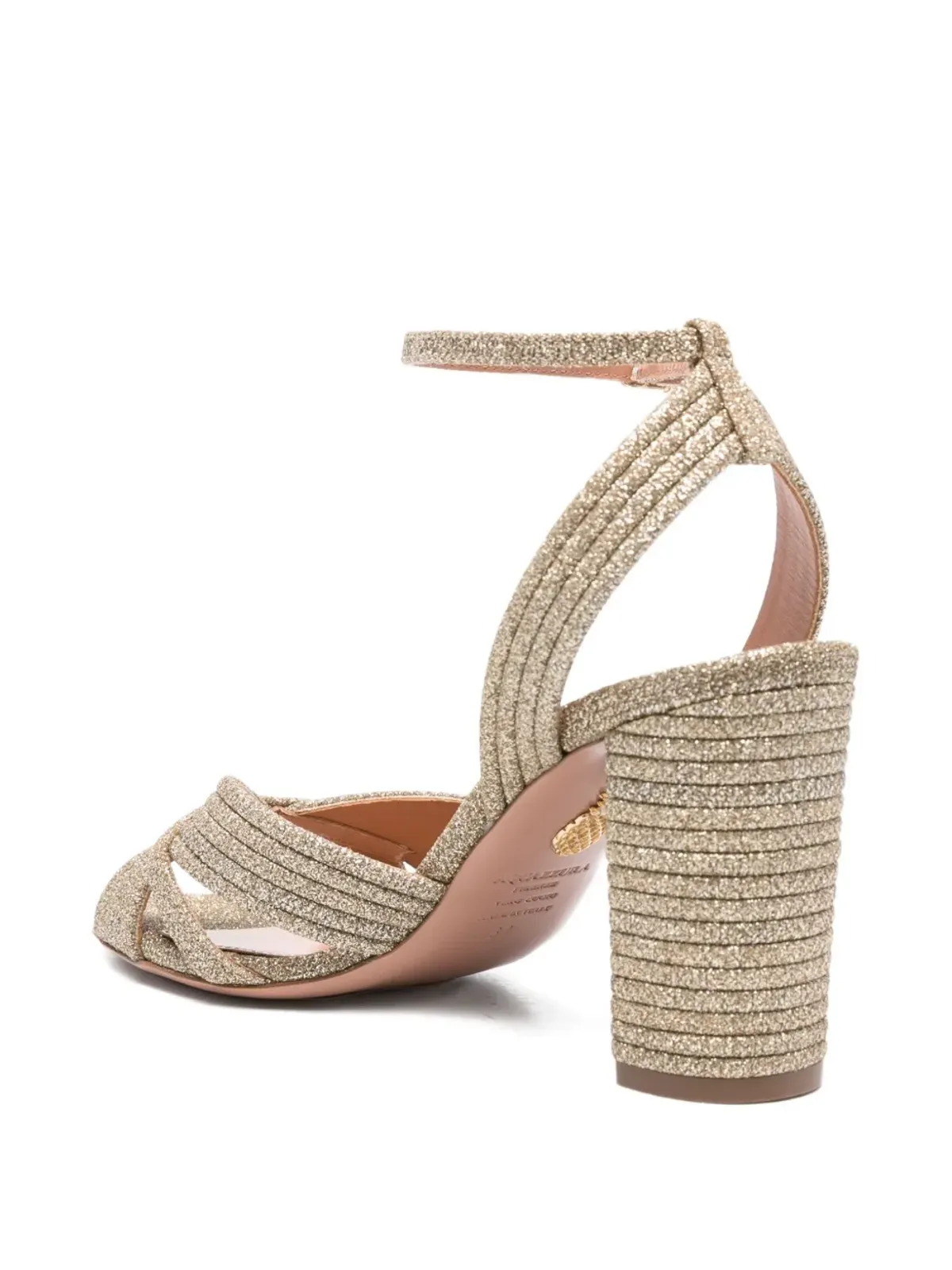 Aquazzura Very Sundance アンクルストラップサンダル（ゴールド） - 画像3