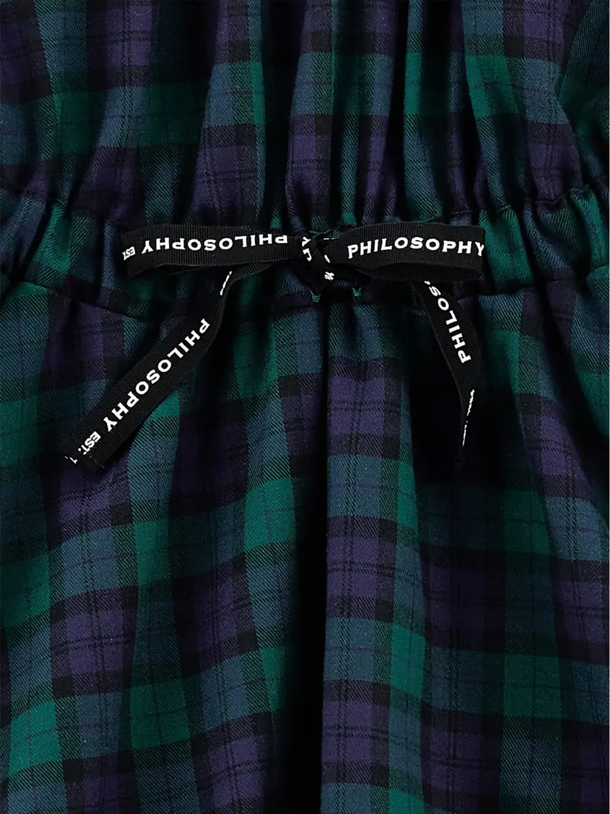 Philosophy Di Lorenzo Serafini Kids バルーンスリーブ チェック柄ワンピース ブルー - 画像3