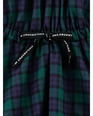 Philosophy Di Lorenzo Serafini Kids バルーンスリーブ チェック柄ワンピース ブルー - サムネイル3