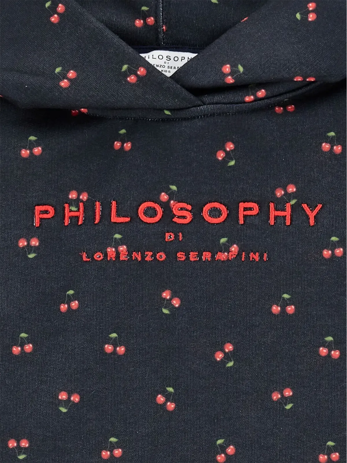 Philosophy Di Lorenzo Serafini Kids 黒のチェリープリントフード付きドレス - 画像3