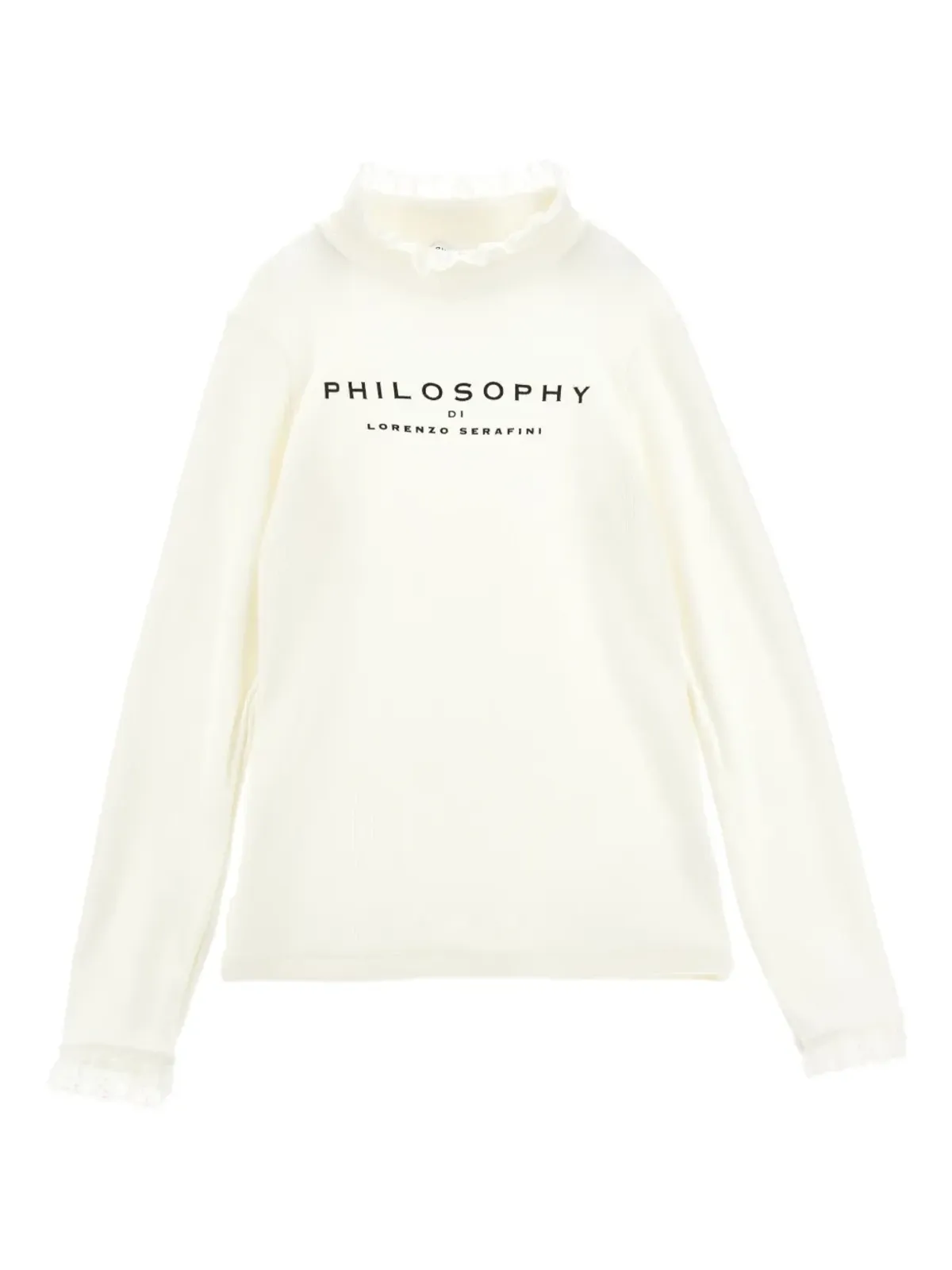 Philosophy Di Lorenzo Serafini Kids レーストリム付きリブ編みTシャツ - ホワイト - 画像1