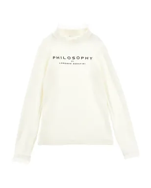 Philosophy Di Lorenzo Serafini Kids レーストリム付きリブ編みTシャツ - ホワイト - サムネイル1