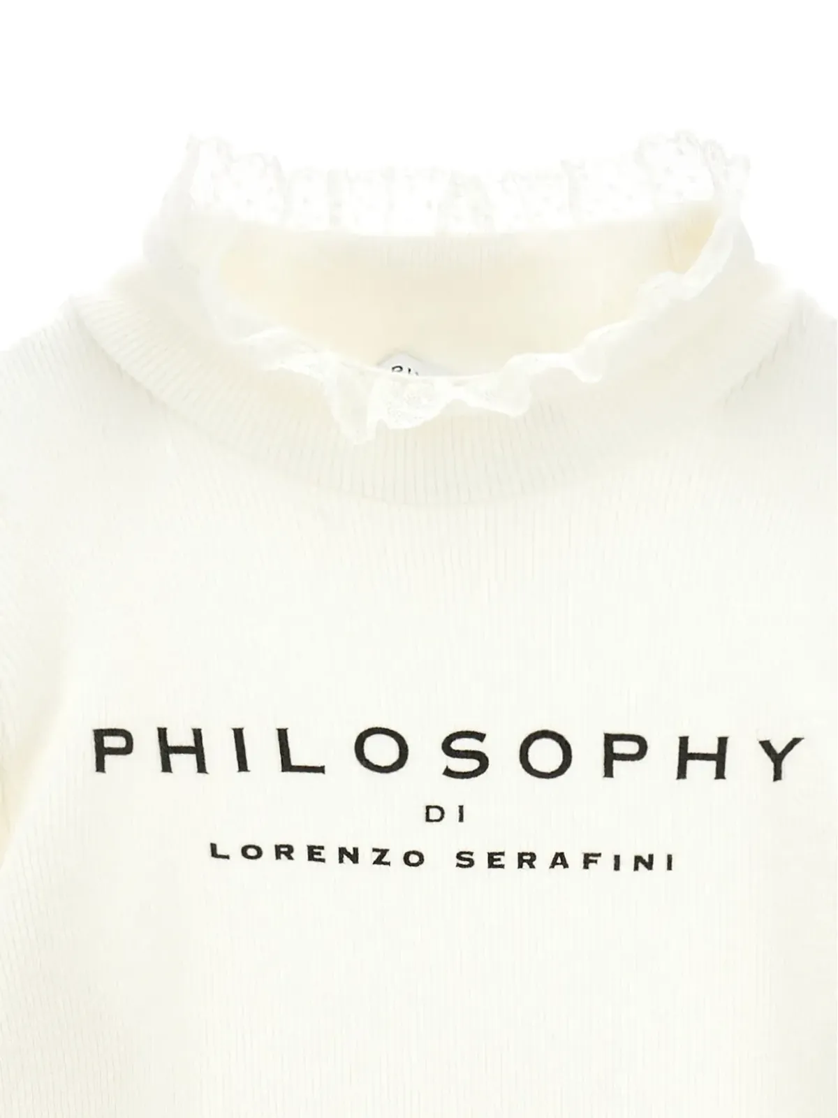 Philosophy Di Lorenzo Serafini Kids レーストリム付きリブ編みTシャツ - ホワイト - 画像3