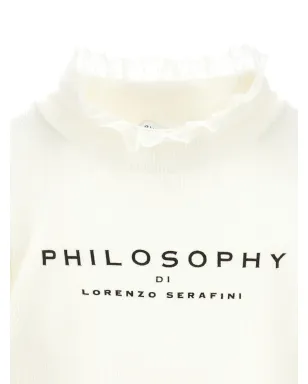 Philosophy Di Lorenzo Serafini Kids レーストリム付きリブ編みTシャツ - ホワイト - サムネイル3