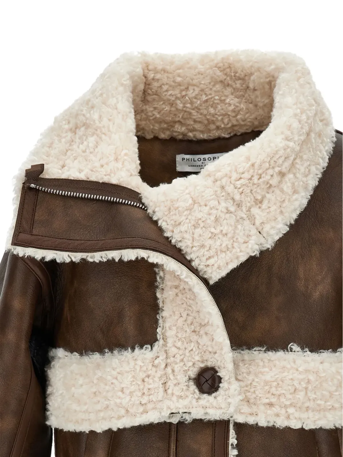 Philosophy Di Lorenzo Serafini Kids シアーリングトリム付きボタン留めコート - 画像2