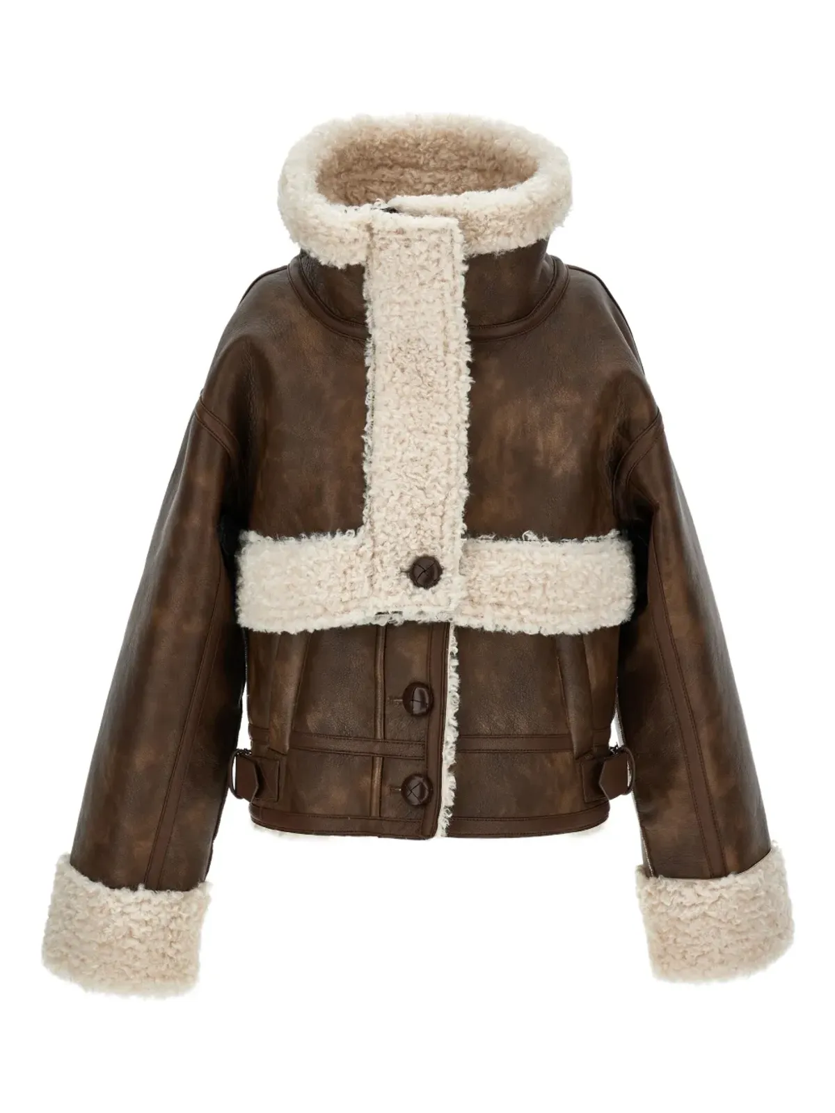 Philosophy Di Lorenzo Serafini Kids シアーリングトリム付きボタン留めコート - 画像4