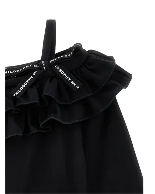 Philosophy Di Lorenzo Serafini Kids ruffled off-shoulder dress - Black - サムネイル3