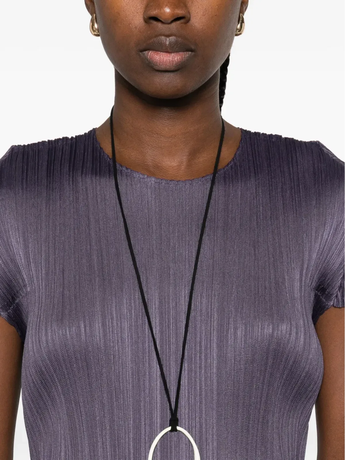 Pleats Please Issey Miyake プリーツ入り半袖トップ - 画像5