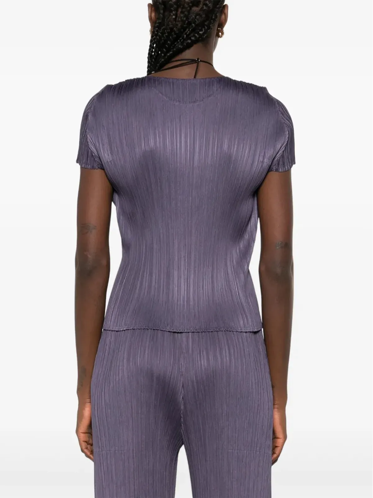 Pleats Please Issey Miyake プリーツ入り半袖トップ - 画像4