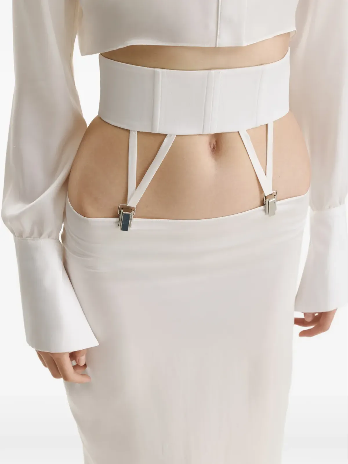 Vestiaire d'un Oiseau Libre サスペンダーストラップ付きマキシスカート - 画像5