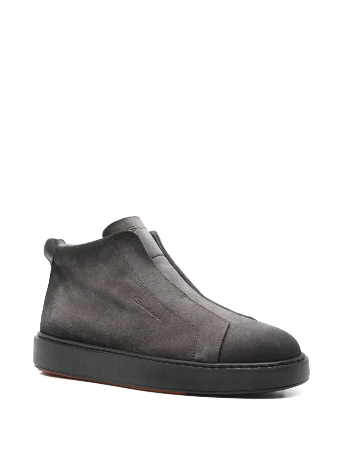 Santoni エラスティックパネル付きグレースエードスニーカー - 画像2