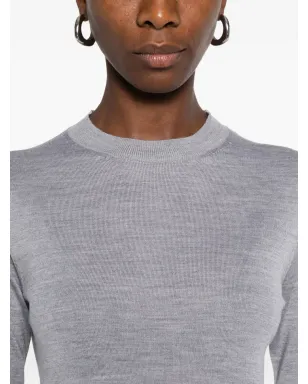 AMI Paris クルーネック ウールシルク混紡セーター - グレー - サムネイル5