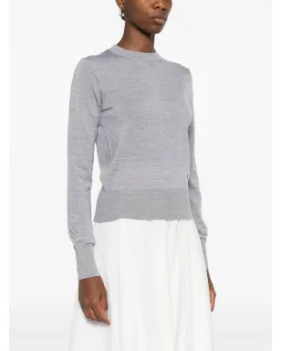 AMI Paris クルーネック ウールシルク混紡セーター - グレー - サムネイル3