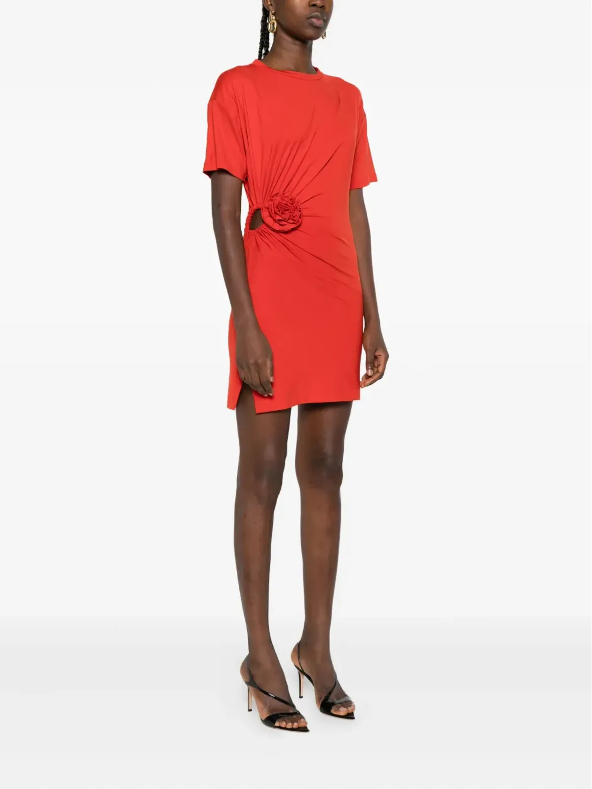 ROSERRY Carmen rose-detail ring-detail mini dress - Red - 画像3
