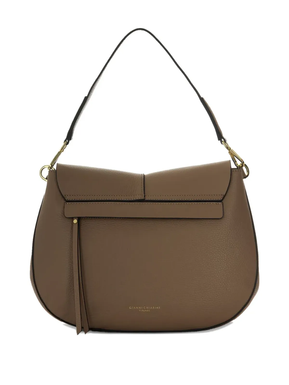 GIANNI CHIARINI ハーフムーンレザーショルダーバッグ ブラウン - 画像1