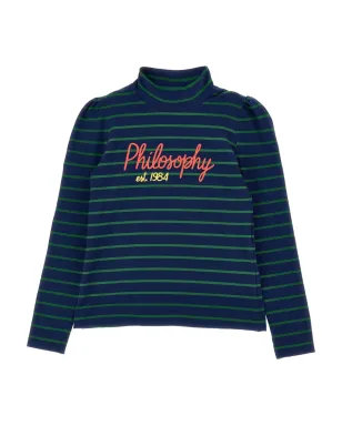 Philosophy Di Lorenzo Serafini Kids ストライプ柄ハイネックトップス - Blue - サムネイル1