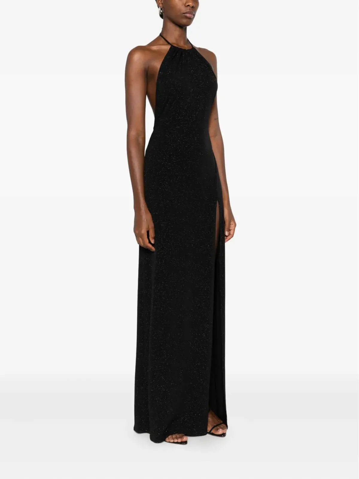 ROSERRY halterneck side-split maxi dress - Black - 画像3