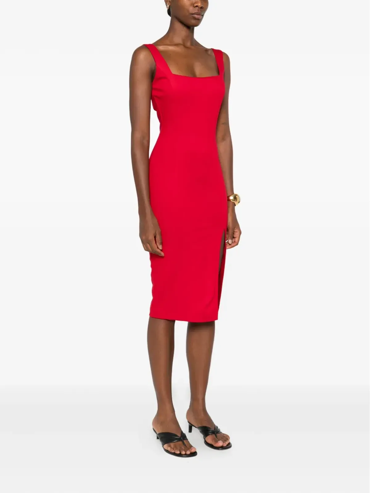 ROSERRY ケンジントン スクエアネック スプリット ミディドレス - 画像3