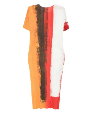 Pleats Please Issey Miyake プリーツ加工のペイントエフェクト ミディドレス - サムネイル1