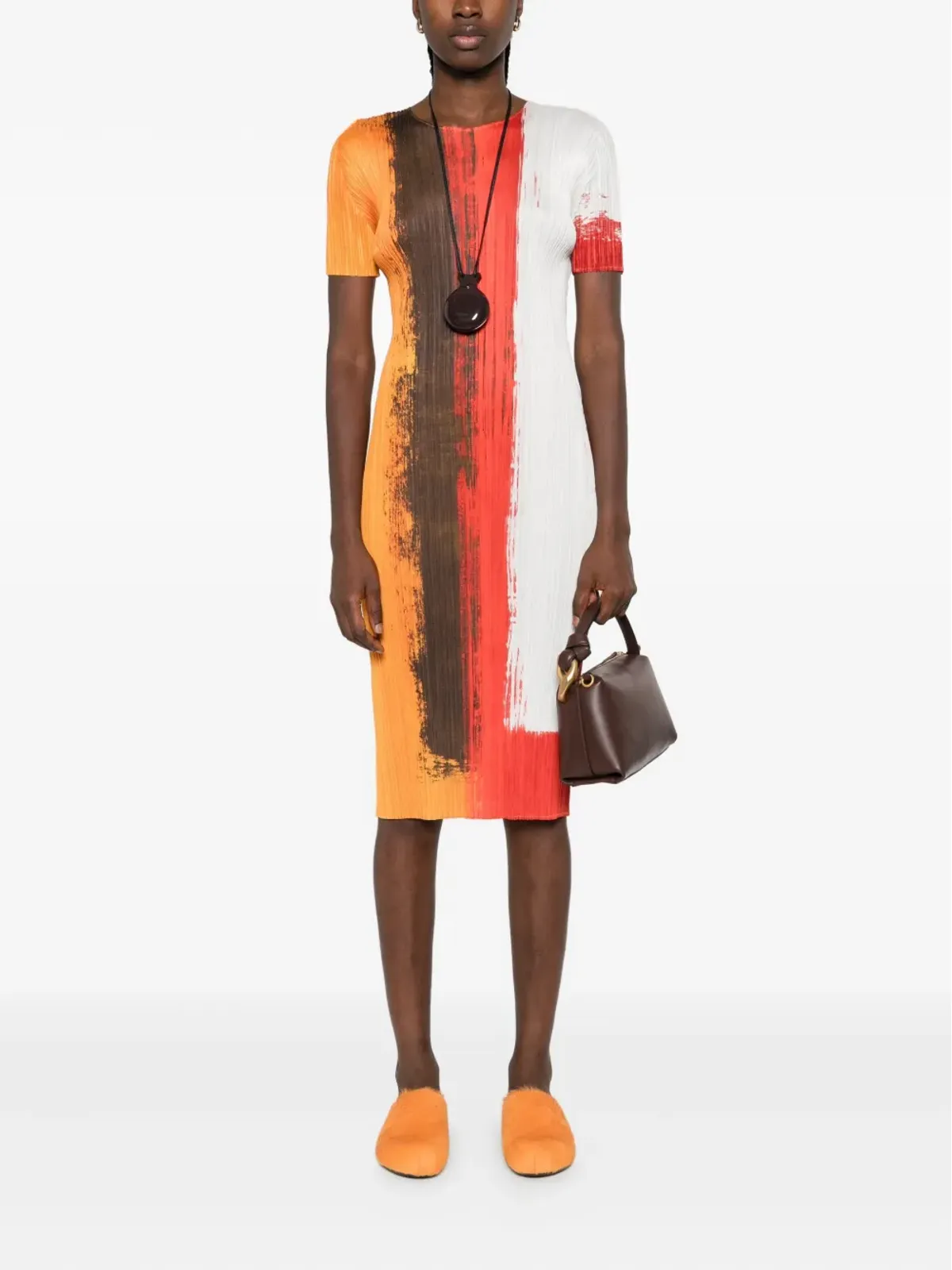 Pleats Please Issey Miyake プリーツ加工のペイントエフェクト ミディドレス - 画像2