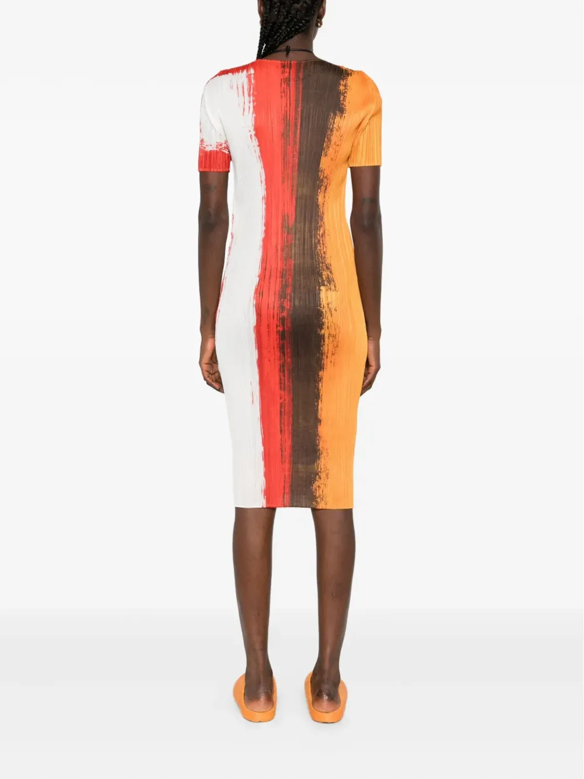 Pleats Please Issey Miyake プリーツ加工のペイントエフェクト ミディドレス - 画像4