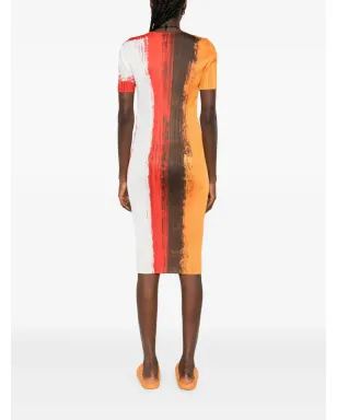 Pleats Please Issey Miyake プリーツ加工のペイントエフェクト ミディドレス - サムネイル4