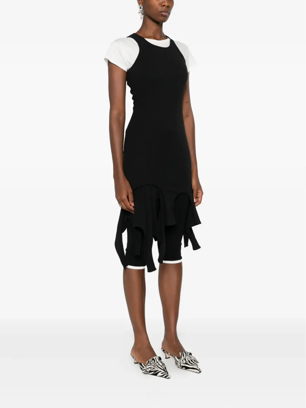 Alexander Wang フリンジ加工のレーサーネック・ミニドレス - 画像3