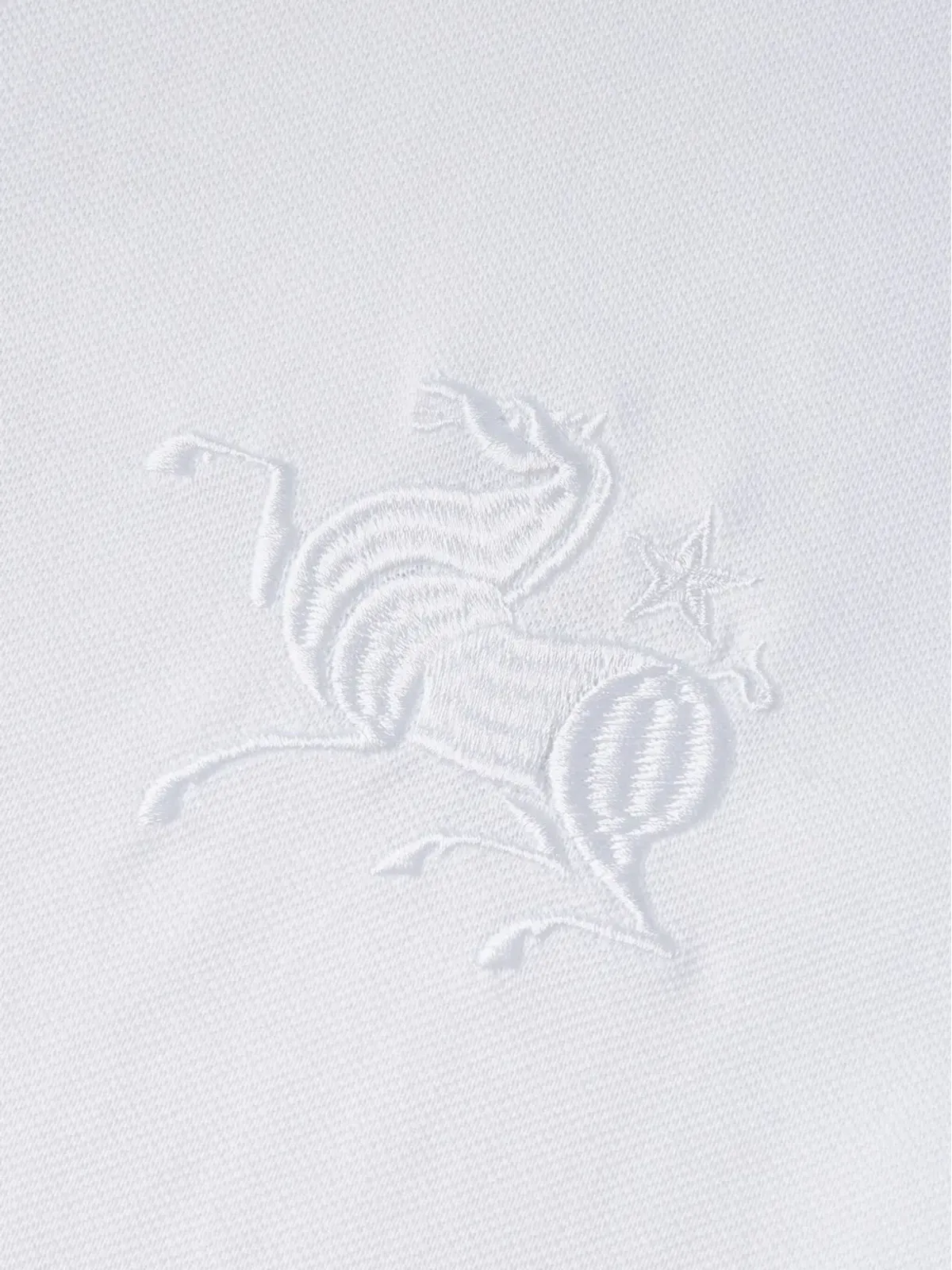 Shanghai Tang 馬刺繍入り マンダリンカラー ポロシャツ - White - 画像5