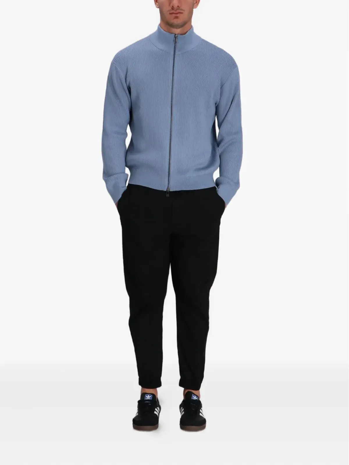 Armani Exchange リブ編みジップファスナー付きカーディガン - 画像2