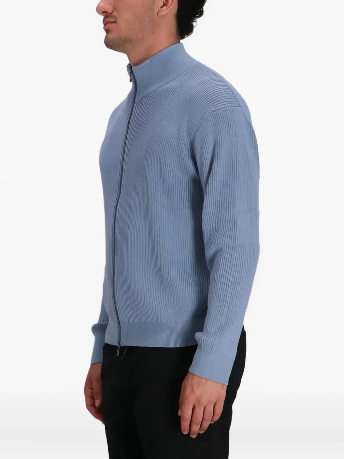 Armani Exchange リブ編みジップファスナー付きカーディガン - 画像3