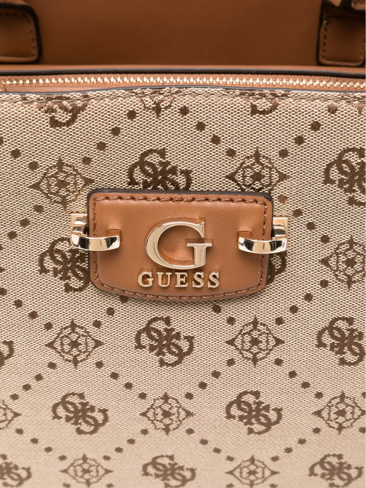 GUESS USA ロゴプレート付きトップハンドル トートバッグ - 画像3